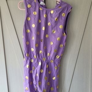 Girls size 5-6 purple and gold romper